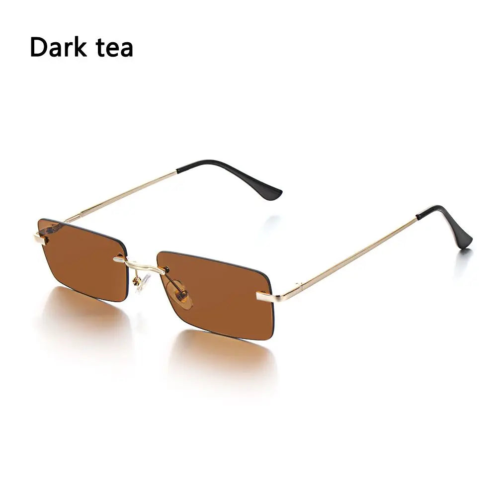 Necklaces&Sunglasses - Unisex Retro Rectangle Sunglasses with Luxury Metal Frame